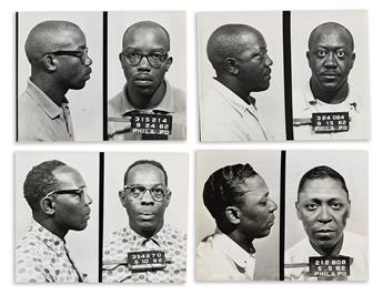 (AMERICAN CRIME) A group of approximately 225 mugshots, all depicting men, from Philadelphia, Pennsylvania. 1960-64.